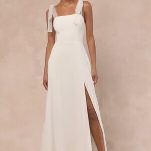 Lulu's White Maxi Dress with Slit